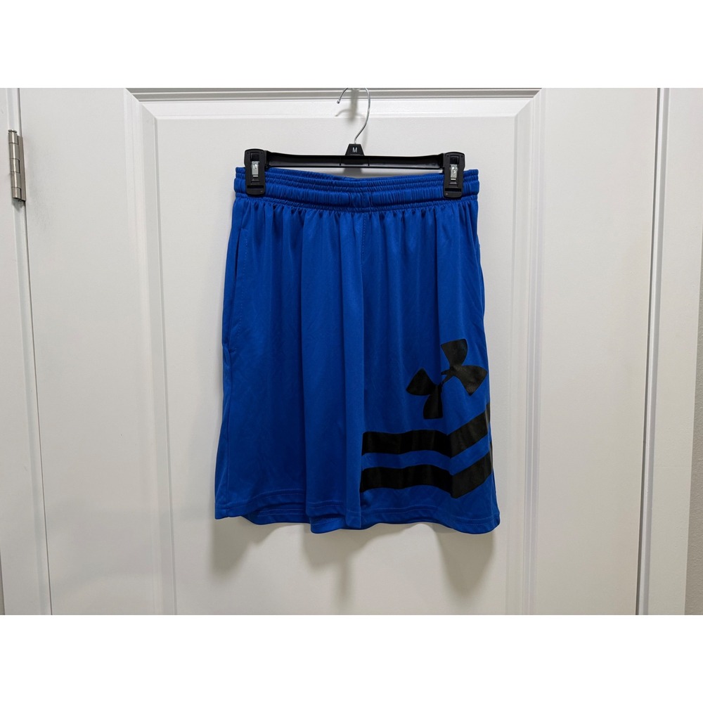Under Armour Mens HeatGear Loose Fit Athletic Shorts Blue Black Logo Large‎ 0776